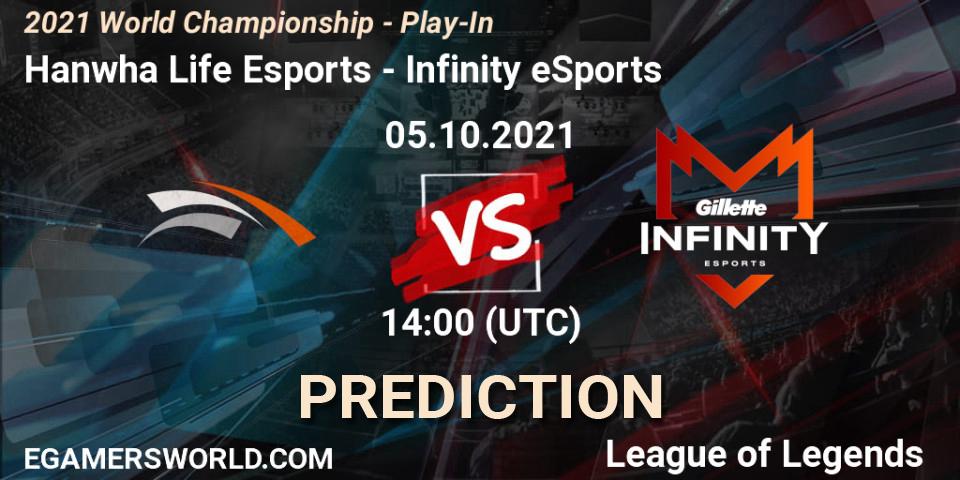 Prognoza Hanwha Life Esports - Infinity eSports. 05.10.2021 at 14:10, LoL, 2021 World Championship - Play-In