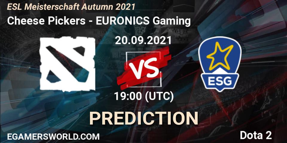 Prognoza Cheese Pickers - EURONICS Gaming. 20.09.2021 at 18:30, Dota 2, ESL Meisterschaft Autumn 2021