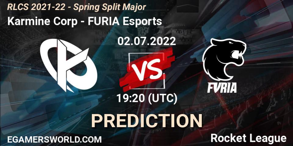 Prognoza Karmine Corp - FURIA Esports. 02.07.2022 at 19:20, Rocket League, RLCS 2021-22 - Spring Split Major