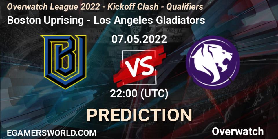 Prognoza Boston Uprising - Los Angeles Gladiators. 07.05.2022 at 22:00, Overwatch, Overwatch League 2022 - Kickoff Clash - Qualifiers