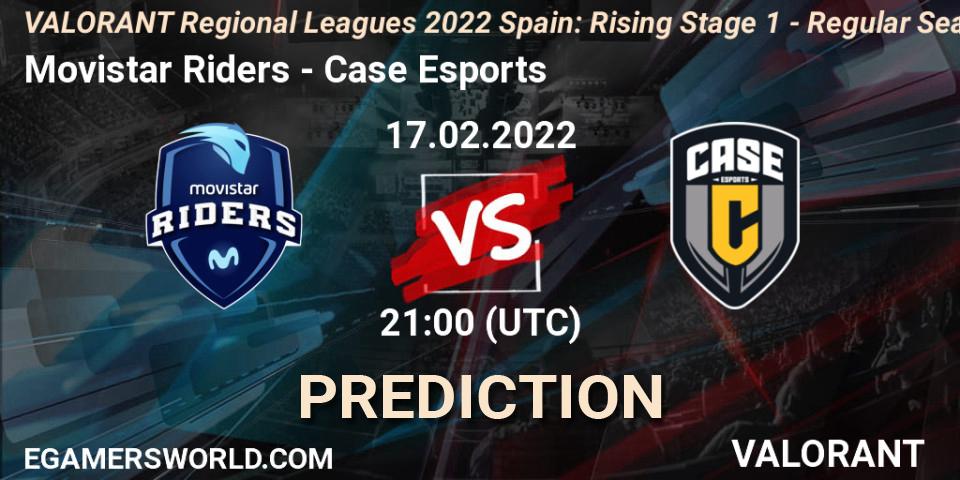 Prognoza Movistar Riders - Case Esports. 17.02.2022 at 21:00, VALORANT, VALORANT Regional Leagues 2022 Spain: Rising Stage 1 - Regular Season