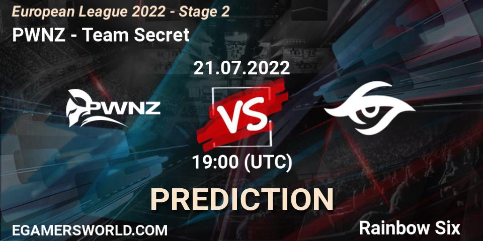 Prognoza PWNZ - Team Secret. 21.07.2022 at 16:00, Rainbow Six, European League 2022 - Stage 2