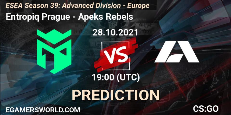 Prognoza Entropiq Prague - Apeks Rebels. 28.10.2021 at 19:00, Counter-Strike (CS2), ESEA Season 39: Advanced Division - Europe