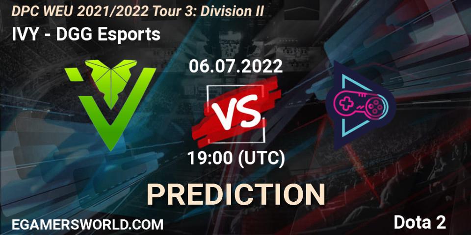 Prognoza IVY - DGG Esports. 06.07.2022 at 19:01, Dota 2, DPC WEU 2021/2022 Tour 3: Division II