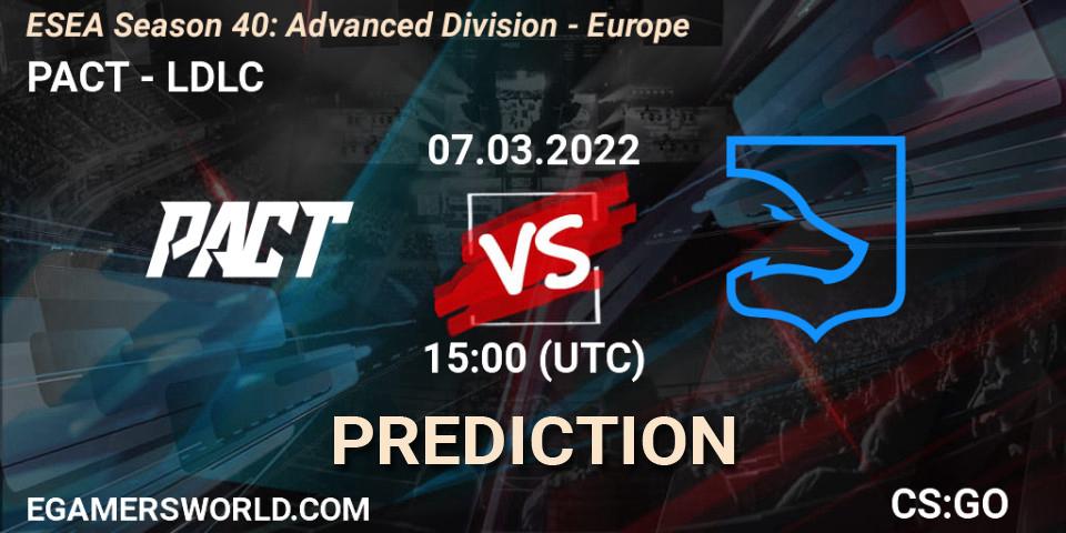 Prognoza PACT - LDLC. 07.03.2022 at 15:00, Counter-Strike (CS2), ESEA Season 40: Advanced Division - Europe