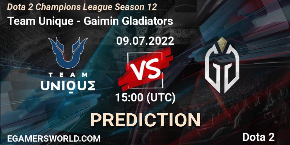 Prognoza Team Unique - Gaimin Gladiators. 09.07.22, Dota 2, Dota 2 Champions League Season 12