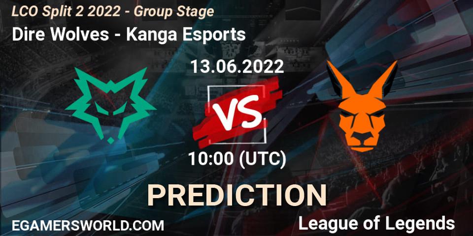 Prognoza Dire Wolves - Kanga Esports. 13.06.2022 at 10:15, LoL, LCO Split 2 2022 - Group Stage