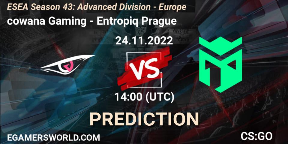 Prognoza cowana Gaming - Entropiq Prague. 24.11.2022 at 14:00, Counter-Strike (CS2), ESEA Season 43: Advanced Division - Europe