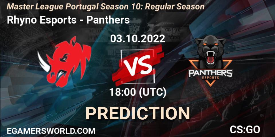 Prognoza Rhyno Esports - Panthers. 03.10.2022 at 18:00, Counter-Strike (CS2), Master League Portugal Season 10: Regular Season