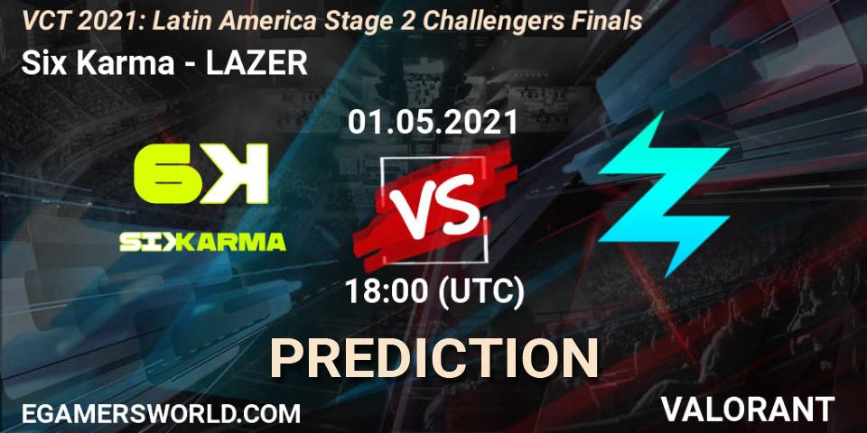 Prognoza Six Karma - LAZER. 01.05.2021 at 18:00, VALORANT, VCT 2021: Latin America Stage 2 Challengers Finals