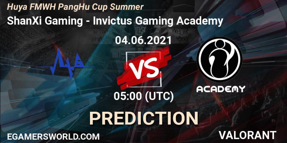Prognoza ShanXi Gaming - Invictus Gaming Academy. 04.06.2021 at 05:00, VALORANT, Huya FMWH PangHu Cup Summer