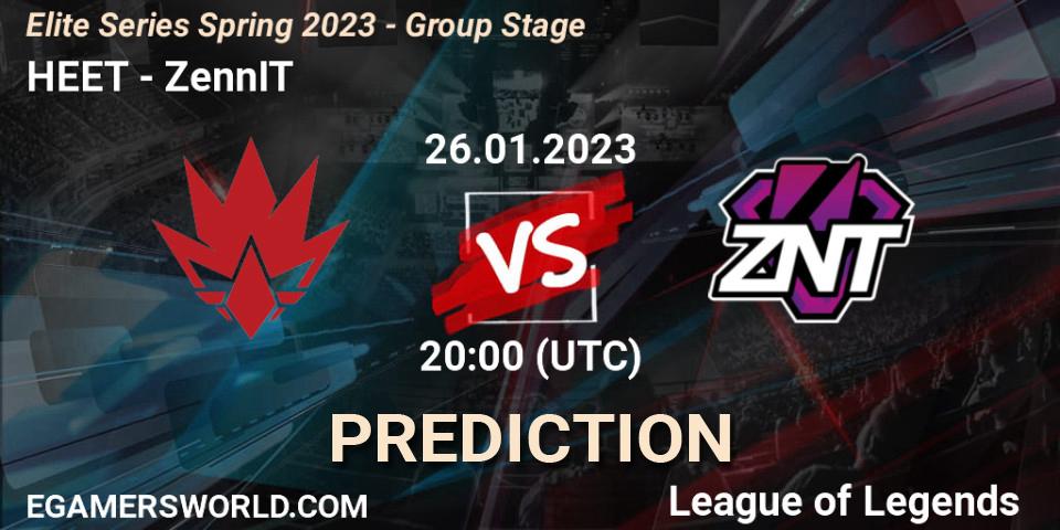 Prognoza HEET - ZennIT. 26.01.2023 at 20:00, LoL, Elite Series Spring 2023 - Group Stage