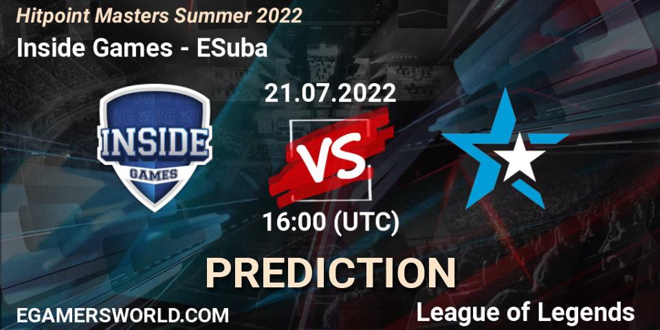 Prognoza Inside Games - ESuba. 21.07.2022 at 16:30, LoL, Hitpoint Masters Summer 2022