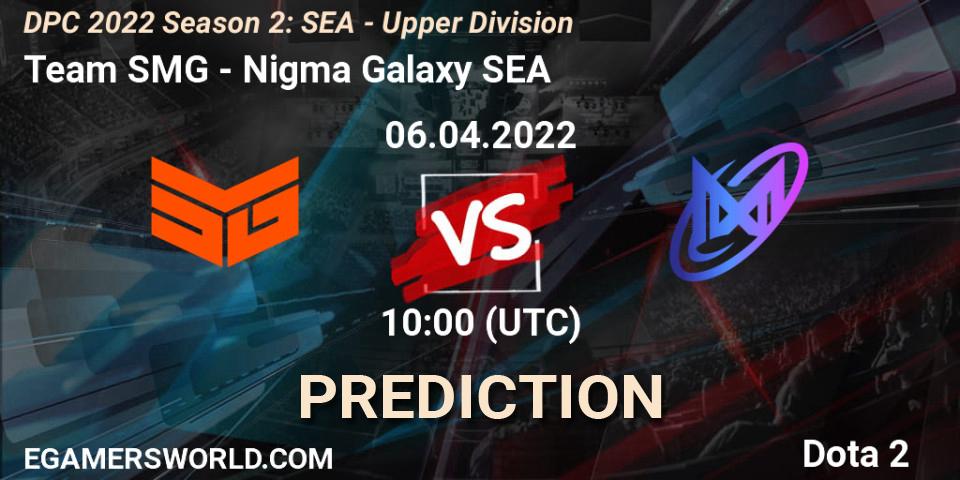 Prognoza Team SMG - Nigma Galaxy SEA. 06.04.2022 at 10:30, Dota 2, DPC 2021/2022 Tour 2 (Season 2): SEA Division I (Upper)