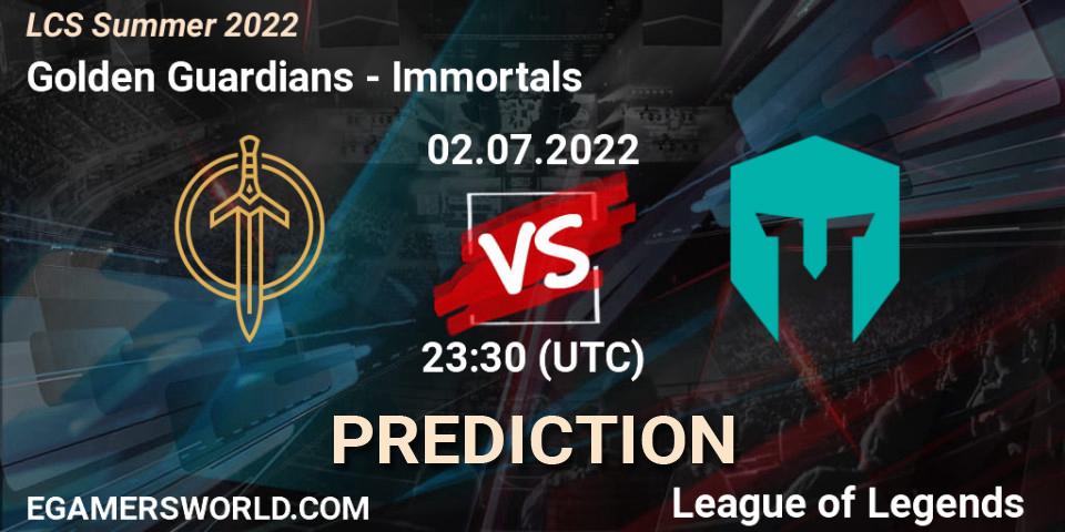 Prognoza Golden Guardians - Immortals. 02.07.2022 at 23:30, LoL, LCS Summer 2022