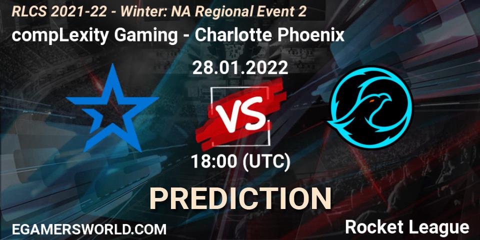 Prognoza compLexity Gaming - Charlotte Phoenix. 28.01.2022 at 18:00, Rocket League, RLCS 2021-22 - Winter: NA Regional Event 2