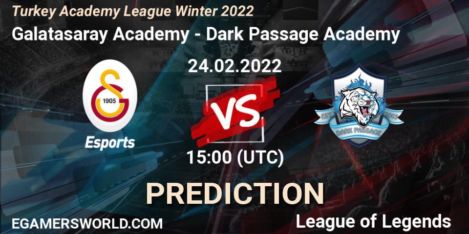 Prognoza Galatasaray Academy - Dark Passage Academy. 24.02.2022 at 15:00, LoL, Turkey Academy League Winter 2022
