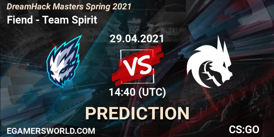 Prognoza Fiend - Team Spirit. 29.04.2021 at 15:30, Counter-Strike (CS2), DreamHack Masters Spring 2021