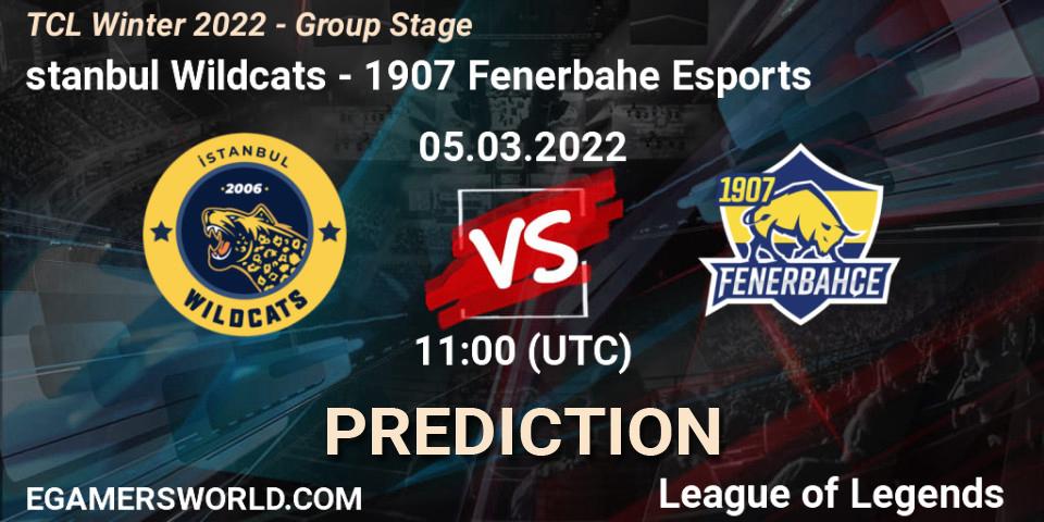 Prognoza İstanbul Wildcats - 1907 Fenerbahçe Esports. 05.03.2022 at 11:00, LoL, TCL Winter 2022 - Group Stage