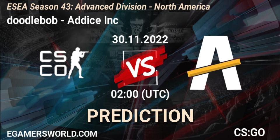 Prognoza doodlebob - Addice Inc. 30.11.22, CS2 (CS:GO), ESEA Season 43: Advanced Division - North America