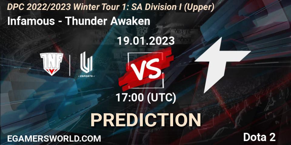 Prognoza Infamous - Thunder Awaken. 19.01.23, Dota 2, DPC 2022/2023 Winter Tour 1: SA Division I (Upper) 