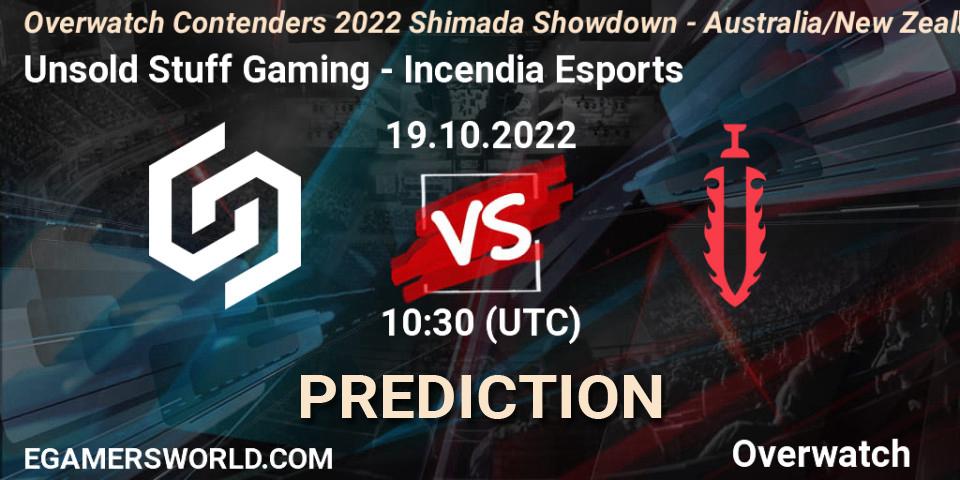 Prognoza Unsold Stuff Gaming - Incendia Esports. 19.10.2022 at 09:38, Overwatch, Overwatch Contenders 2022 Shimada Showdown - Australia/New Zealand - October