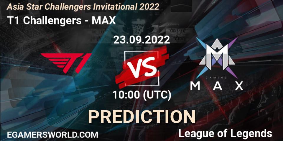 Prognoza T1 Challengers - MAX. 23.09.2022 at 10:00, LoL, Asia Star Challengers Invitational 2022
