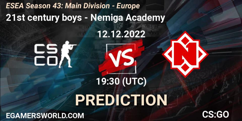 Prognoza 21st century boys - Nemiga Academy. 12.12.2022 at 19:30, Counter-Strike (CS2), ESEA Season 43: Main Division - Europe