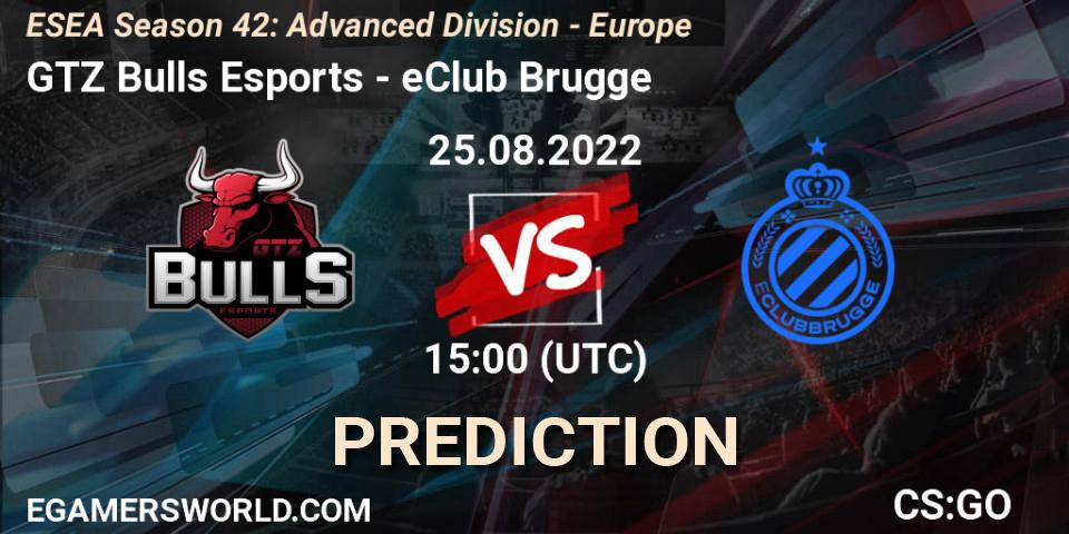 Prognoza GTZ Bulls Esports - eClub Brugge. 25.08.2022 at 15:00, Counter-Strike (CS2), ESEA Season 42: Advanced Division - Europe