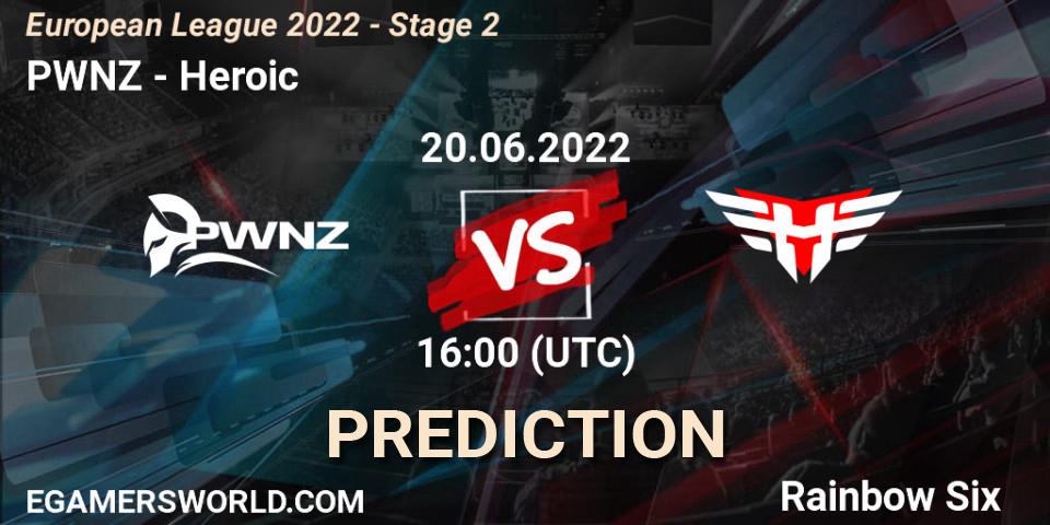 Prognoza PWNZ - Heroic. 20.06.2022 at 16:00, Rainbow Six, European League 2022 - Stage 2