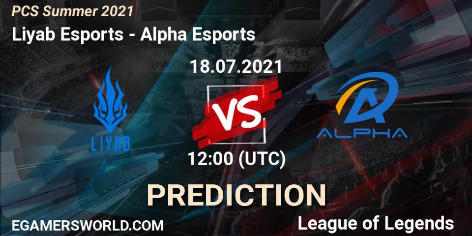 Prognoza Liyab Esports - Alpha Esports. 18.07.2021 at 12:00, LoL, PCS Summer 2021