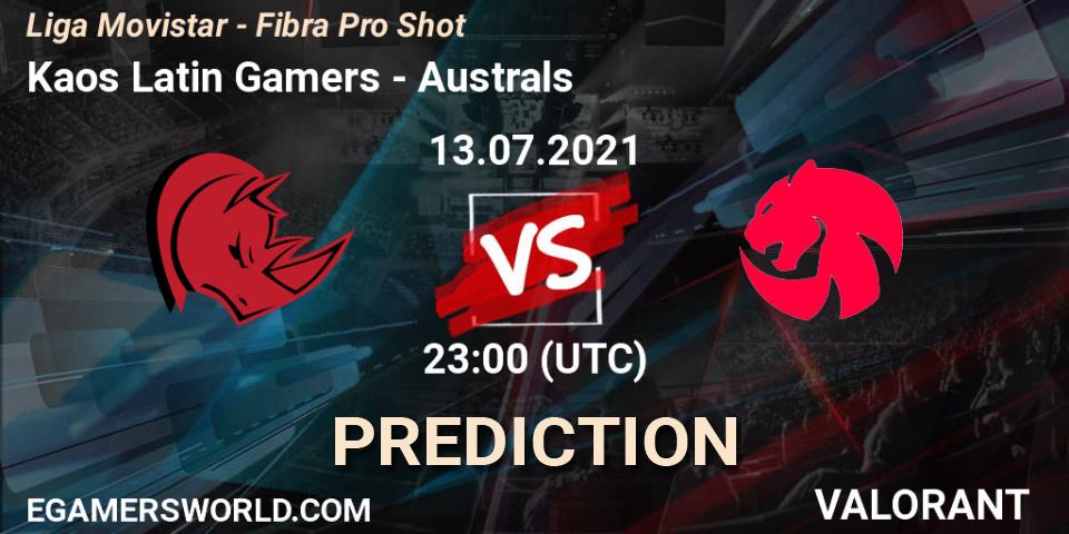 Prognoza Kaos Latin Gamers - Australs. 13.07.2021 at 23:00, VALORANT, Liga Movistar - Fibra Pro Shot