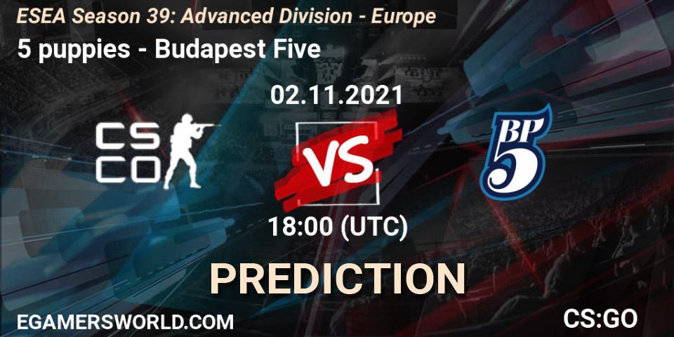 Prognoza 5 puppies - Budapest Five. 02.11.2021 at 18:00, Counter-Strike (CS2), ESEA Season 39: Advanced Division - Europe