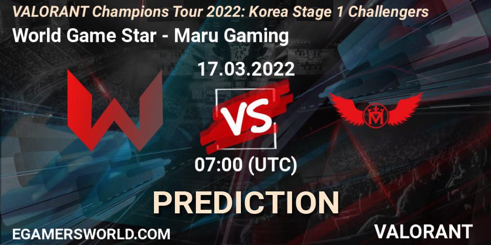 Prognoza World Game Star - Maru Gaming. 17.03.2022 at 07:00, VALORANT, VCT 2022: Korea Stage 1 Challengers