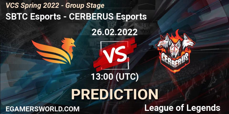 Prognoza SBTC Esports - CERBERUS Esports. 26.02.2022 at 13:10, LoL, VCS Spring 2022 - Group Stage 