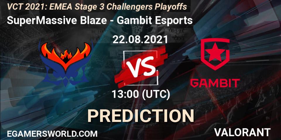 Prognoza SuperMassive Blaze - Gambit Esports. 22.08.2021 at 13:00, VALORANT, VCT 2021: EMEA Stage 3 Challengers Playoffs