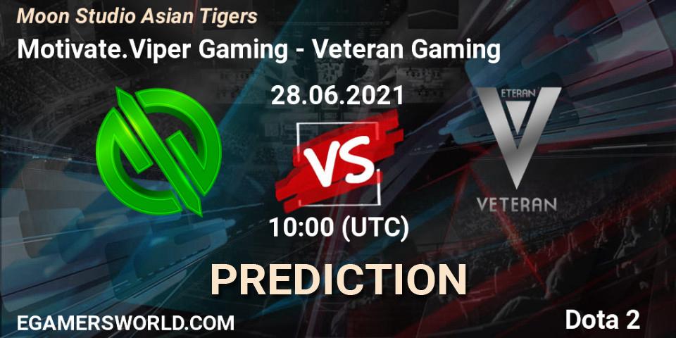 Prognoza Motivate.Viper Gaming - Veteran Gaming. 28.06.2021 at 11:07, Dota 2, Moon Studio Asian Tigers