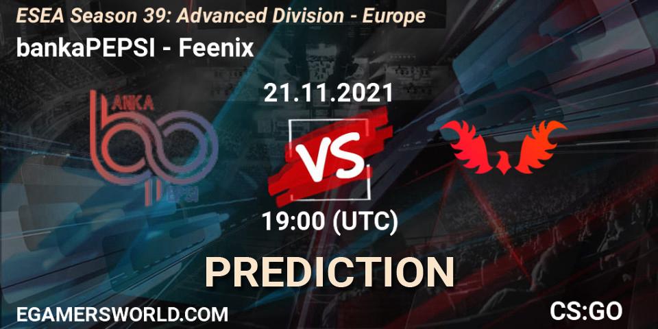 Prognoza bankaPEPSI - Feenix. 21.11.2021 at 19:00, Counter-Strike (CS2), ESEA Season 39: Advanced Division - Europe