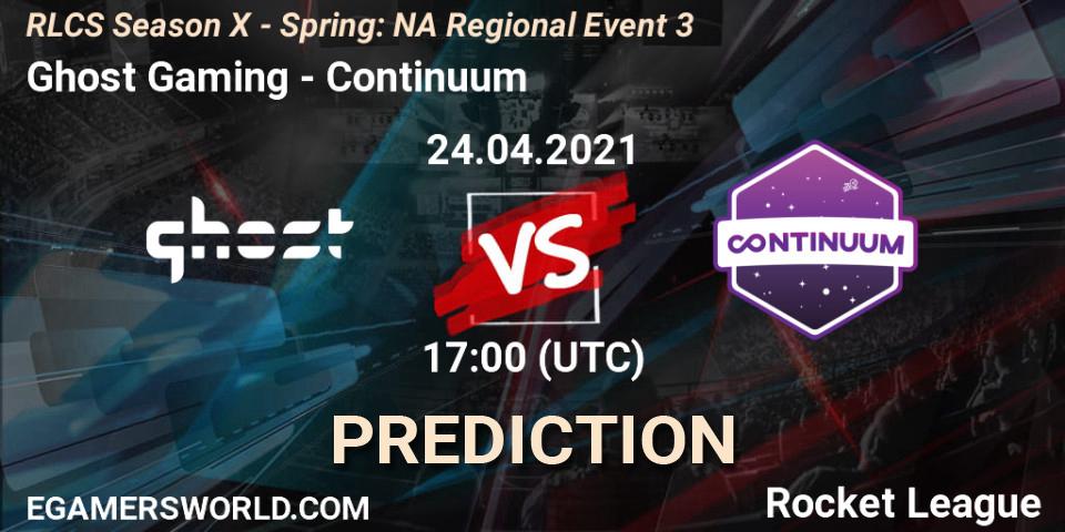 Prognoza Ghost Gaming - Continuum. 24.04.2021 at 17:00, Rocket League, RLCS Season X - Spring: NA Regional Event 3
