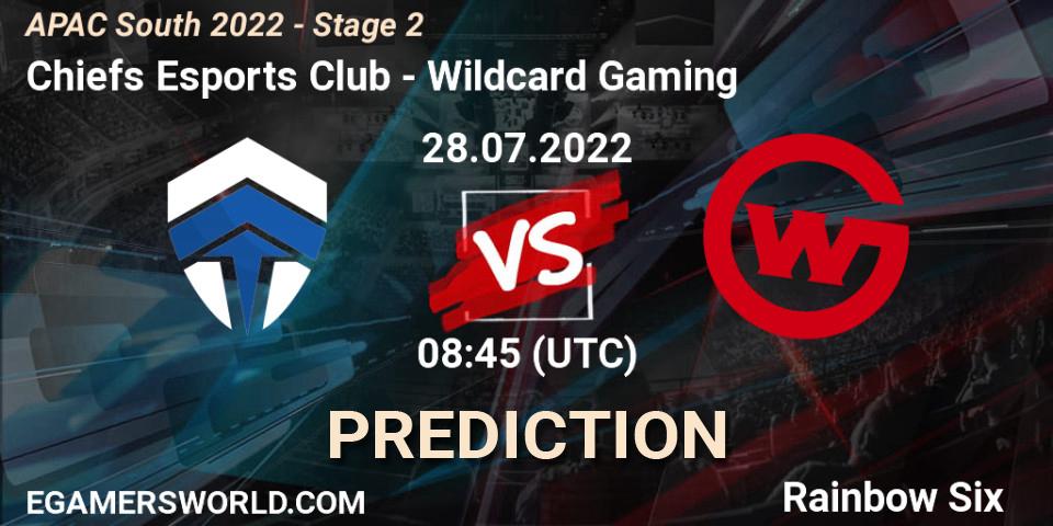 Prognoza Chiefs Esports Club - Wildcard Gaming. 28.07.2022 at 08:45, Rainbow Six, APAC South 2022 - Stage 2