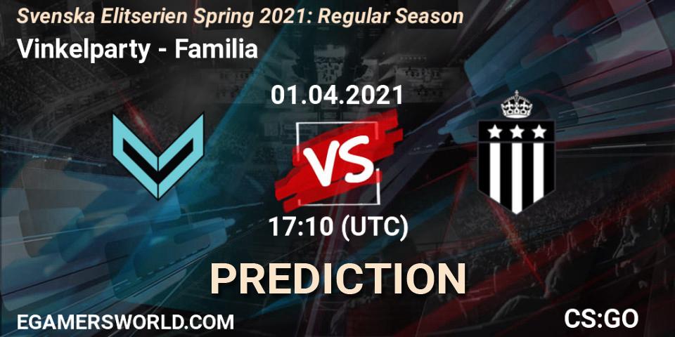 Prognoza Vinkelparty - Familia. 01.04.2021 at 17:10, Counter-Strike (CS2), Svenska Elitserien Spring 2021: Regular Season