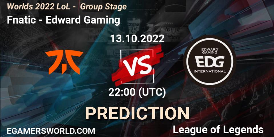 Prognoza Fnatic - Edward Gaming. 13.10.2022 at 22:00, LoL, Worlds 2022 LoL - Group Stage