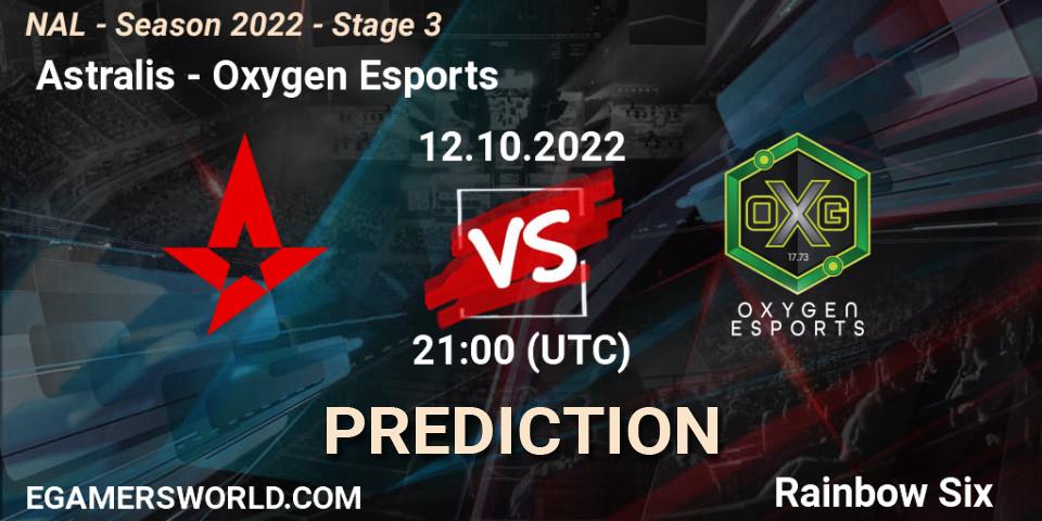 Prognoza Astralis - Oxygen Esports. 12.10.22, Rainbow Six, NAL - Season 2022 - Stage 3