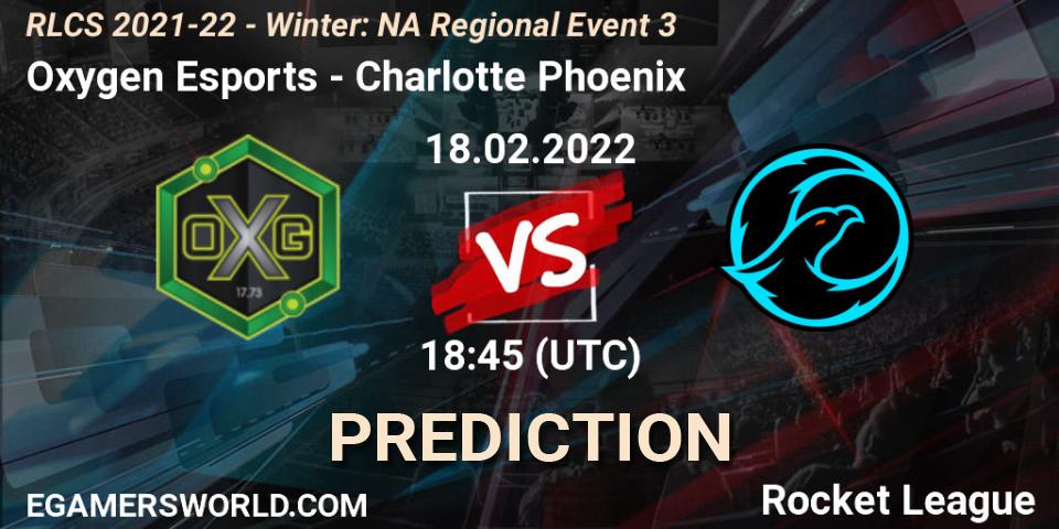 Prognoza Oxygen Esports - Charlotte Phoenix. 18.02.2022 at 18:45, Rocket League, RLCS 2021-22 - Winter: NA Regional Event 3