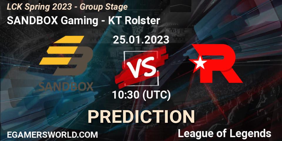 Prognoza SANDBOX Gaming - KT Rolster. 25.01.2023 at 10:30, LoL, LCK Spring 2023 - Group Stage