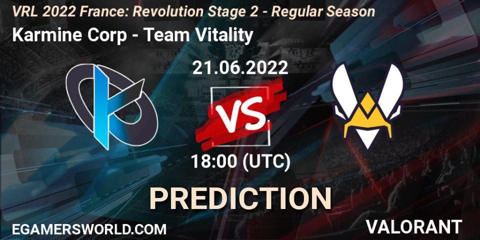 Prognoza Karmine Corp - Team Vitality. 21.06.2022 at 18:15, VALORANT, VRL 2022 France: Revolution Stage 2 - Regular Season