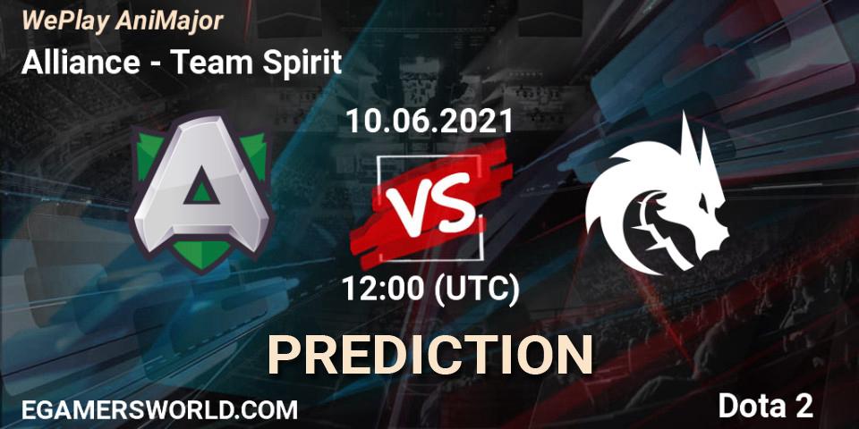 Prognoza Alliance - Team Spirit. 10.06.2021 at 13:28, Dota 2, WePlay AniMajor 2021