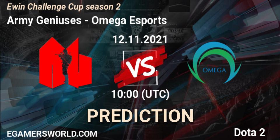 Prognoza Army Geniuses - Omega Esports. 11.11.2021 at 10:38, Dota 2, Ewin Challenge Cup season 2