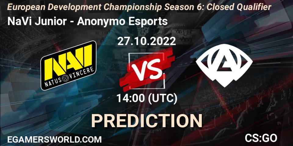 Prognoza NaVi Junior - Anonymo Esports. 27.10.2022 at 14:15, Counter-Strike (CS2), European Development Championship Season 6: Closed Qualifier