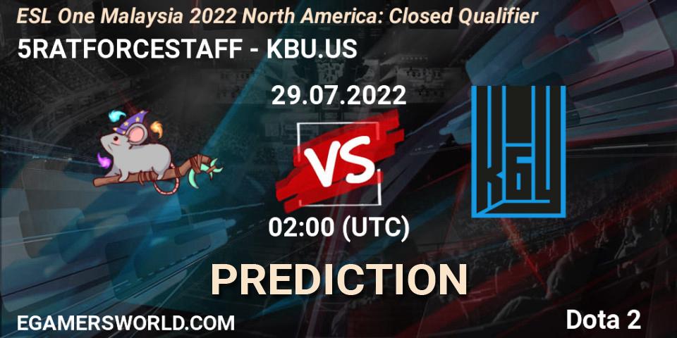 Prognoza 5RATFORCESTAFF - KBU.US. 29.07.2022 at 02:02, Dota 2, ESL One Malaysia 2022 North America: Closed Qualifier